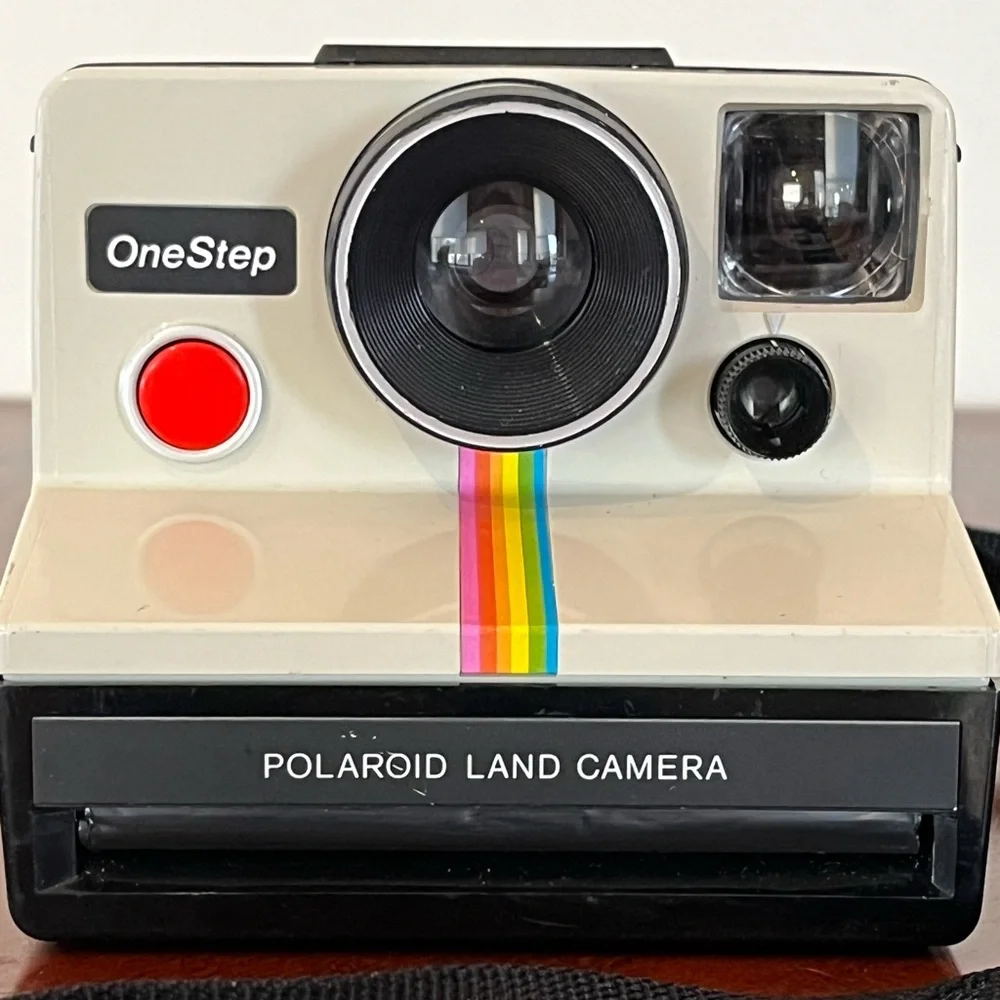 Polaroid One Step Rainbow Instant Land Camera Black Beige Vintage 70s 80s WORKS
